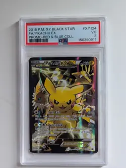 2016 POKEMON XY Black Star Promo Red & Blue #XY124 Full Art Pikachu EX PSA 3 VG - Image 2