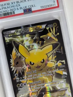 2016 POKEMON XY Black Star Promo Red & Blue #XY124 Full Art Pikachu EX PSA 3 VG - Image 3