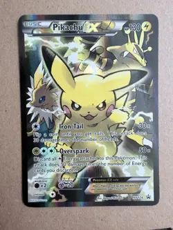 Pokemon TCG Pikachu EX XY124 Black Star Promo Full Art Holo Card LP+ - Image 1