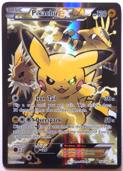 Pokemon Pikachu EX XY124 Full Art Black Star Promo Holo - Crease - Authentic - Image 1
