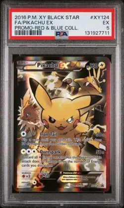 2016 POKEMON XY BLACK STAR PROMO #XY124 FULL ART PIKACHU EX PROMO PSA 5 - Image 1