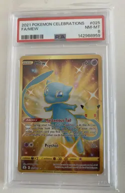 PSA 8 Mew Pokemon Card TCG - 2021 Celebrations Classic Collection Set #025 - Image 1