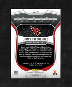 Larry Fitzgerald 2019 Panini Certified #91 Green Mirror /5 Cardinals HOF - Image 2