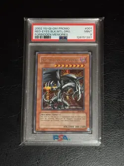 2002 Yugioh Forbidden Memories Promo RED-EYES BLACK METAL DRAGON FMR-001 PSA 9 - Image 1