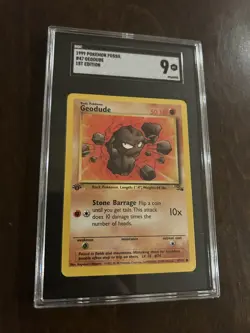 1999 Pokemon Fossil 1st Edition #47 - Geodude SGC 9 Mint - Image 1
