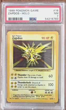 1999 Pokemon Game #16 Zapdos - Rare Holo PSA 7 - Image 1