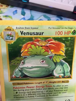 Pokemon TCG Venusaur 15/102 Base Set Shadowless Holo Rare 100 HP English 1999 - Image 4