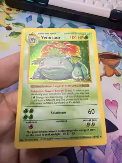 Pokemon TCG Venusaur 15/102 Base Set Shadowless Holo Rare 100 HP English 1999 - Image 5