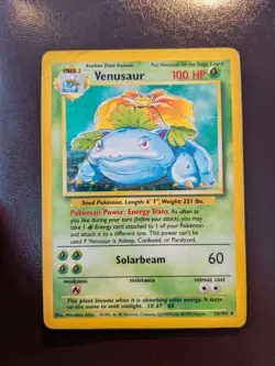Pokemon TCG Venusaur Base Set Holo Card 15/102 MP/HP - Image 1