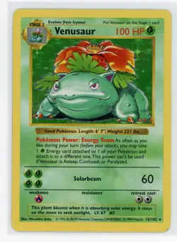 Pokemon TCG - Venusaur 15/102 - Base Set - Shadowless Holo - Image 1