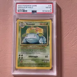 Pokemon TCG Venusaur Base Set Holo Italian #15 (015/102) PSA 4 2000 VG-EX - Image 1