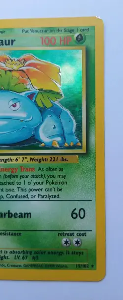 Pokemon TCG Venusaur 15/102 Base Set Non Holo WOTC Vintage 1999 LP - Image 4