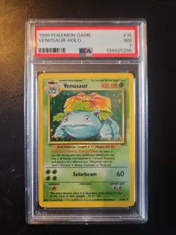 Pokemon TCG Venusaur Base Set Holo Unlimited Rare Card 15/102 PSA 7 Graded - Image 1