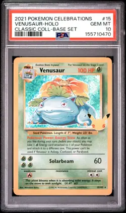 Pokemon TCG Celebrations Venusaur Classic Collection - Base Set 15/102 PSA 10 - Image 1