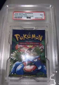 Wizards of the Coast 1999 Pokemon TCG Base Set Venusaur RARE Foil Long Pack PSA7 - Image 1