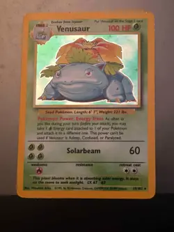 Pokemon TCG Venusaur 15/102 Base Set Unlimited Holo Rare LP English - Image 1