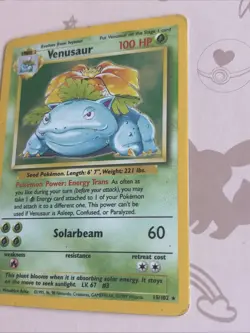Pokemon TCG Venusaur Base Set Holo Unlimited Rare Card 15/102 HP - Image 3
