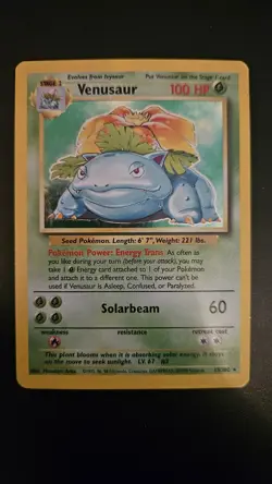 Pokemon Card TCG Venusaur Base Set 15/102 Holo Rare MP - Image 1