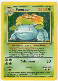 Pokemon TCG Venusaur Base Set 015/102 Holo Rare 1999 Wizards 100 HP - Image 1