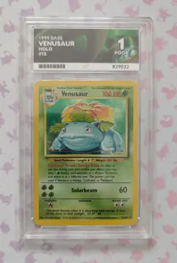 Pokemon TCG Venusaur Holo Card Base Set 15/102 Ace Graded 1 - Image 1