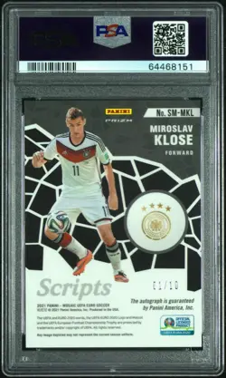 2020 Panini Mosaic Euro Cup Miroslav Klose Gold Prizm Auto 1/10 PSA 10 Gem 1/1 - Image 3