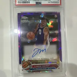 Tyrese Maxey 2023-24 Topps Chrome Sapphire Purple Auto /10 CG-TM PSA 9 - Image 4