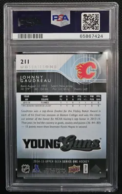 2014/15 UD Young Guns Johnny Gaudreau #211 PSA 10 Mint! - Image 2