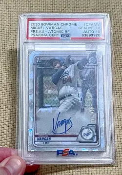 Miguel Vargas 2020 Bowman Chrome ATOMIC Refractors Auto Signed /100 - PSA 10 - Image 1