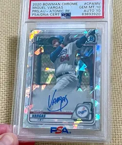 Miguel Vargas 2020 Bowman Chrome ATOMIC Refractors Auto Signed /100 - PSA 10 - Image 2