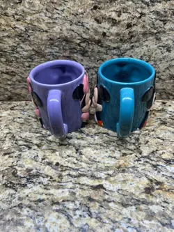 Disney World Mickey & Minnie Mouse His & Hers Coffee Mug Set Blue PurpleLot Of 2 - Image 4