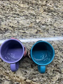 Disney World Mickey & Minnie Mouse His & Hers Coffee Mug Set Blue PurpleLot Of 2 - Image 5