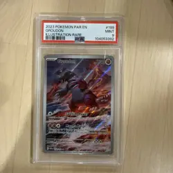 PSA 9 MINT Groudon 199/182 Paradox Rift Illustration Rare Holo Pokemon Card - Image 1