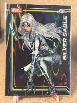 2026 Topps Chrome Marvel Silver Sable Black Ray Wave /10 - Image 1