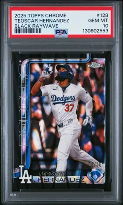 2025 Teoscar Hernandez Black Raywave Topps Chrome PSA 10 - Image 1