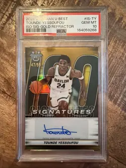 2026 Tounde Yessoufou Bowman Best U ISO Signatures Gold /50 PSA 10 - Image 1