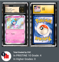 Ralts 153/091 Sv: Paldean Fates Holo CGC Pristine 10 (TOP 4!!!) - Image 3