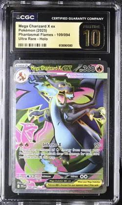 Mega Charizard X ex Pokemon Phantasmal Flames 109/094 Ultra Rare Holo CGC PRI 10 - Image 1