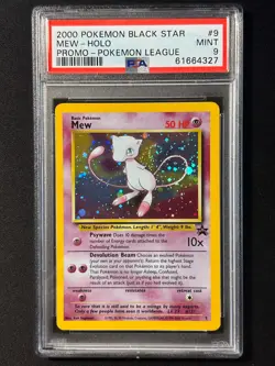 PSA 9 MINT Mew 2000 WOTC Black Star Promo 9 Holo League Pokemon Card SWIRL - Image 1