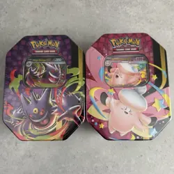 Mega Moonlit Tin Pokemon TCG Gengar & Clefable Factory Sealed Metal Tin EN - Image 1
