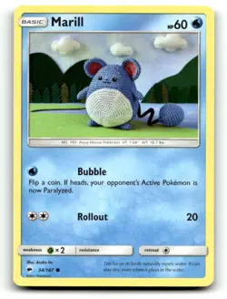 Asoko Ito Marill 34/147 Common Burning Shadows Pokemon NM - Image 1