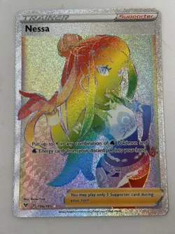 Pokemon Nessa Secret Rare 196/185 Vivid Voltage Full Art Holo NM - Image 1