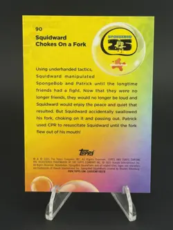2025 Topps Chrome SpongeBob Sapphire Squidward Chokes On a Fork Gold #/50 - Image 2