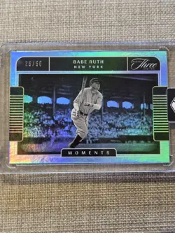 2022 Panini Three and Two - Moments Babe Ruth #M-4 Holo Gold /50 - Image 2