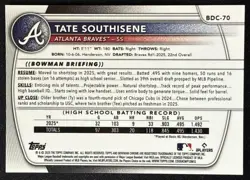 2025 Bowman Draft Tate Southisene Chrome Gold Refractor /50 1st Prospect Braves - Image 2