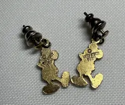 Vintage Disney Mickey Mouse Earrings & Locket Charm Enamel Gold Tone - Image 2