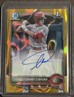 2025 Bowman Chrome Sammy Stafura 1st Bowman Gold Lava Refractor Auto /50 - Image 1