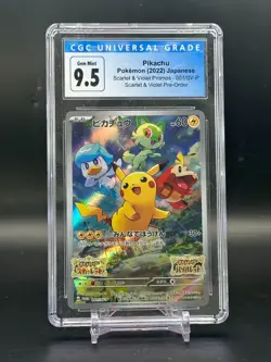 CGC 9.5 GEM MINT Pikachu SVP Promo Japanese Full Art Holo Pokemon Card #001/SV-P - Image 1