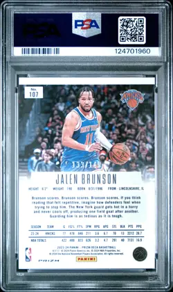 2023 Panini Prizm Deca Jalen Brunson #107 Blue PSA 9 - Image 2