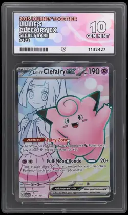 Lillie's Clefairy EX 173/159 Journey Together Graded Pokemon Card ACE 10 PERFECT - Image 1