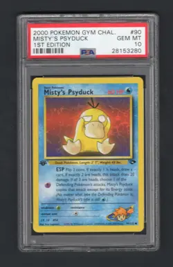 PSA 10 Misty's Psyduck 90/132 First Edition Gym Challenge 2000 English Pokemon - Image 1